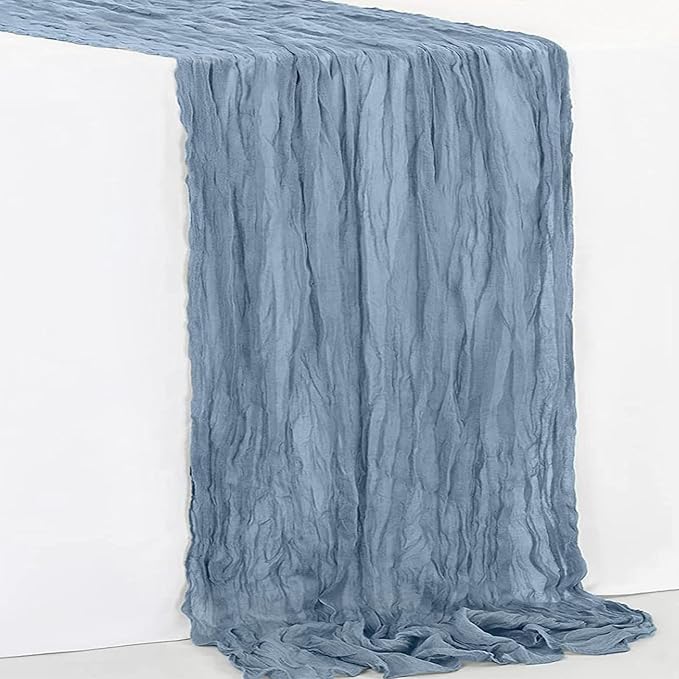 1 Pack Dusty Blue Cheesecloth Table Runner 35x120 Inch 10Ft Rustic Gauze Cheese - Image 7