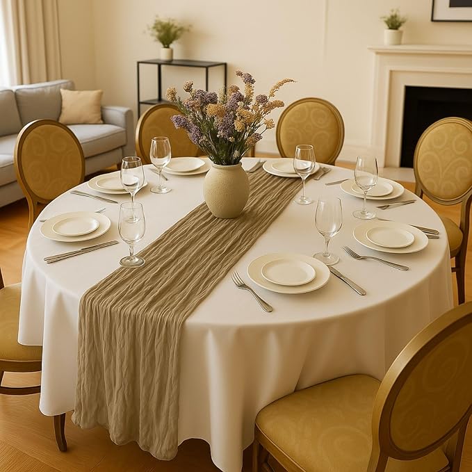 6 Pack Brown 10FT Cheesecloth Table Runner –120 Inch Rustic Gauze Table Runners - Image 5