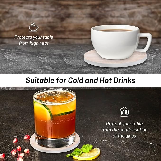 9 Pieces Ceramic Coasters for Coffee Table Absorbent, Billbotk Drink Coasters - Image 6