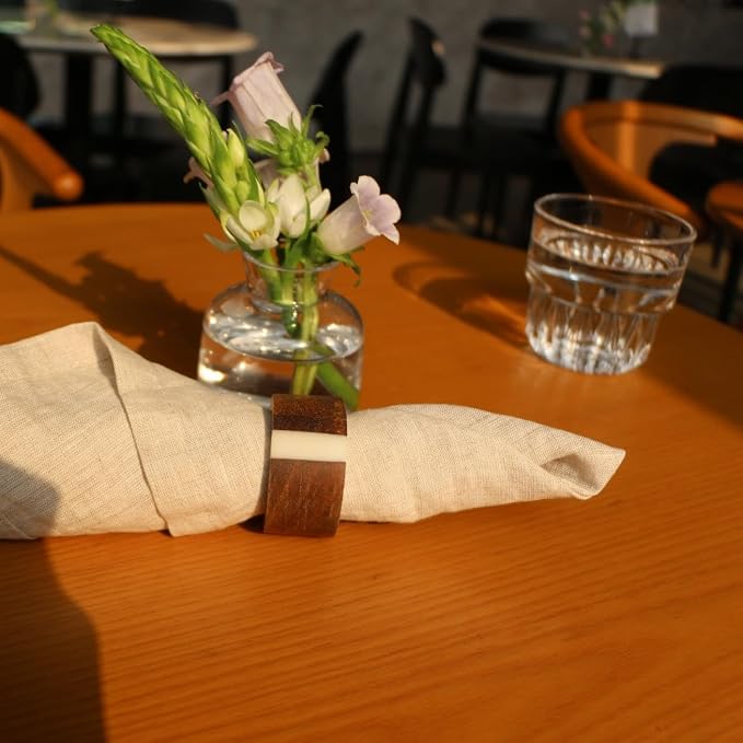 Wooden Napkin Rings Set of 8 for Dinning Table Decor - Image 2