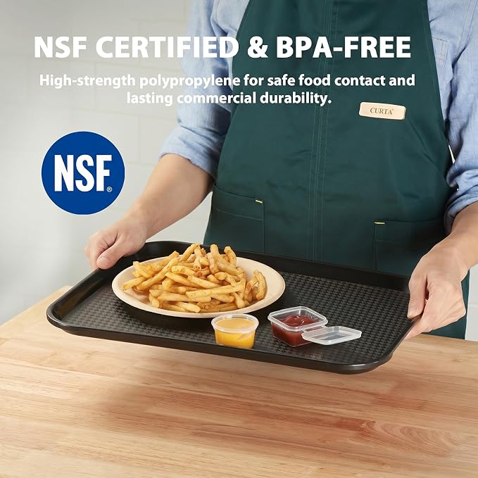 6 Pack Plastic Serving Trays, 12x16 Inch Cafeteria Trays, NSF Certified PP Fast - Image 4