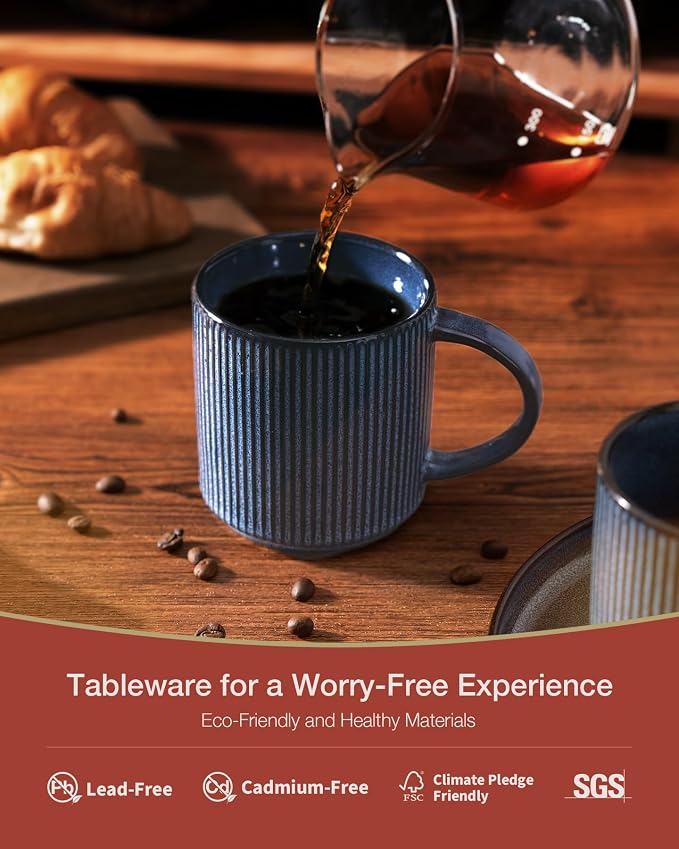 famiware Coffee Mug Set for 6, Star 12 oz Catering Mugs Cup Set - Image 2