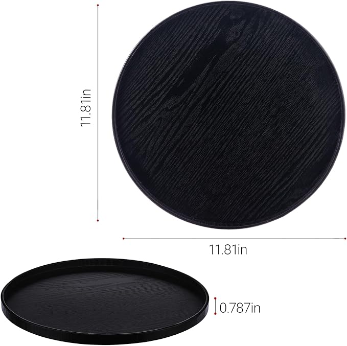 Round Trays Home Decor, 11.8" Large Round Wood Tray - Image 2