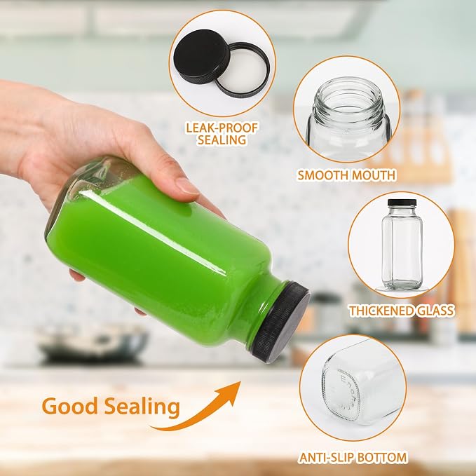 AuroTrends 8 oz Glass Juice Bottles 3-Pack - Image 2