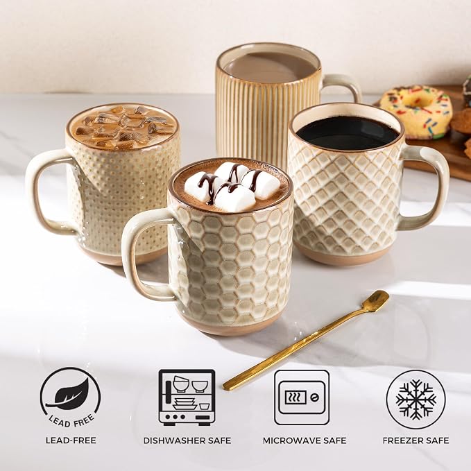 GBhome Coffee Mugs Set of 4, 12 oz Coffee Cups - Image 4