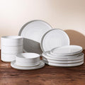 Stoneware Dinnerware Sets for 4, Reactive Glaze Plates and Bowls Set, Chip & by FamiwarePremium