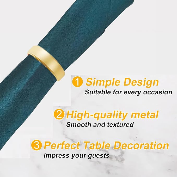 8 Pcs Matt Gold Napkin Rings - Image 9