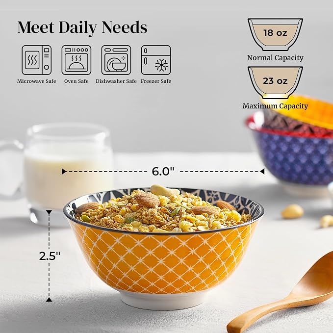 DOWAN Soup Bowls Set of 6, Cereal Bowls - Image 2