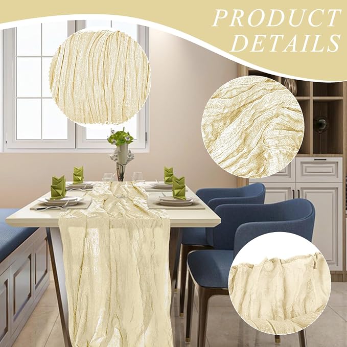 2 Pack Cheesecloth Table Runner 10Ft Christmas Gauze Boho Table Runners - Image 3