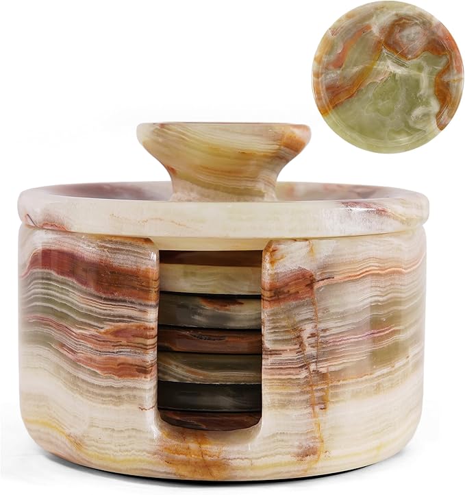 Green Onyx Marble Coasters Set of 6 by HomePage