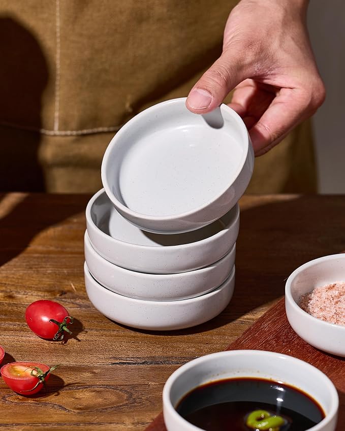 famiware Ceramic Soy Sauce Dish, 4oz Dipping Bowls Set of 6, Light Gray | - Image 5