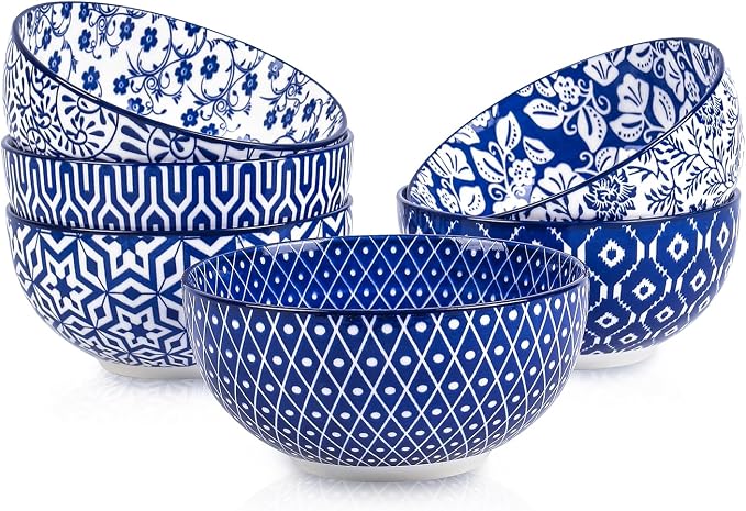 Selamica Ceramic Cereal Bowls Set of 6, 24 Oz Deep Soup Bowls by Selamica