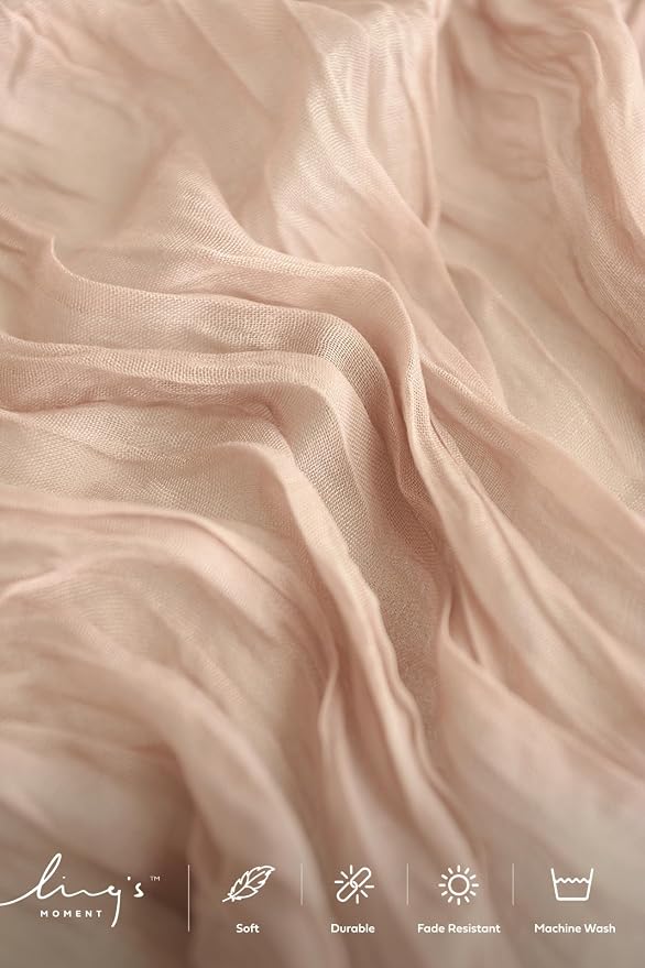 Ling's Moment Nude Gauze Cheesecloth Table Runner, 14FT | Beige Sheer Cheese - Image 3