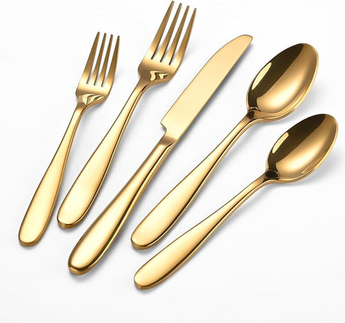 20-Piece Gold Silverware Set, Flatware Set by Remoxye