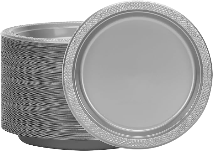 Hanna K. Signature Silver Plastic Plates 7 Inch 600 Count – Heavy Duty - Image 6