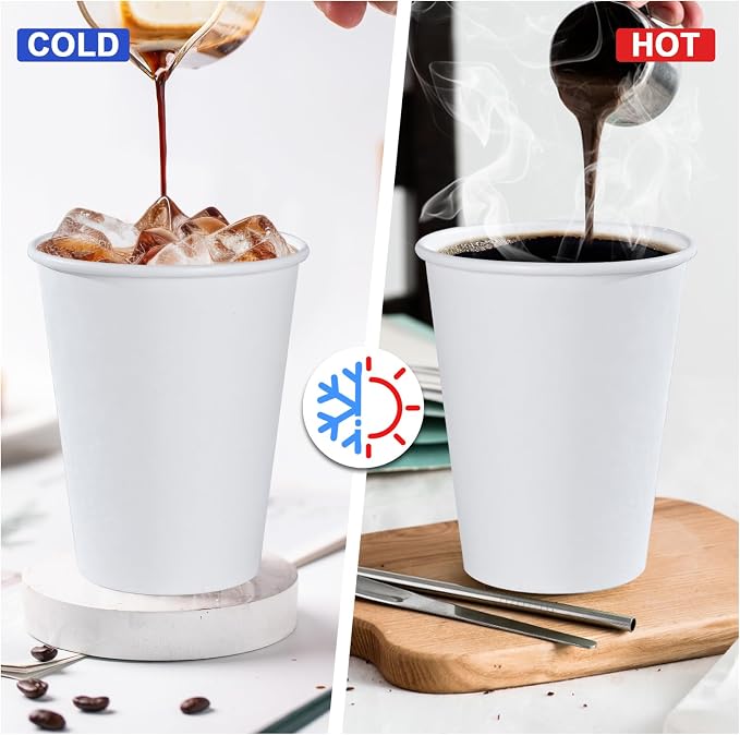 Lamosi 100 Pack 12 oz Paper Cups, Disposable Coffee Cups | - Image 3