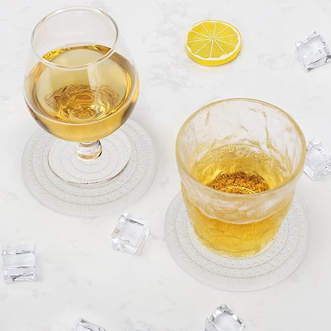 ABenkle Drink Coasters with Holder Set of 10, Cotton Woven Absorbent Coasters - Image 5