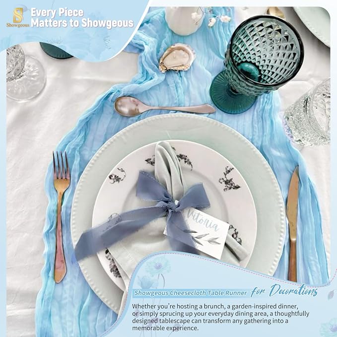 Showgeous 30 Pack Baby Blue Cheesecloth Table Runner, 17 x 108 Inches | Boho - Image 8