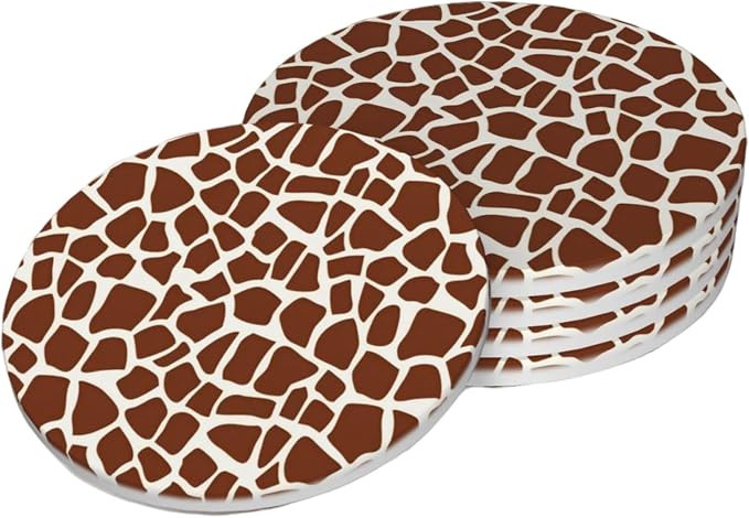 Giraffe Coasters Set of 4, Absorbent Ceramic Drink Coasters Cup Mat by Unknown