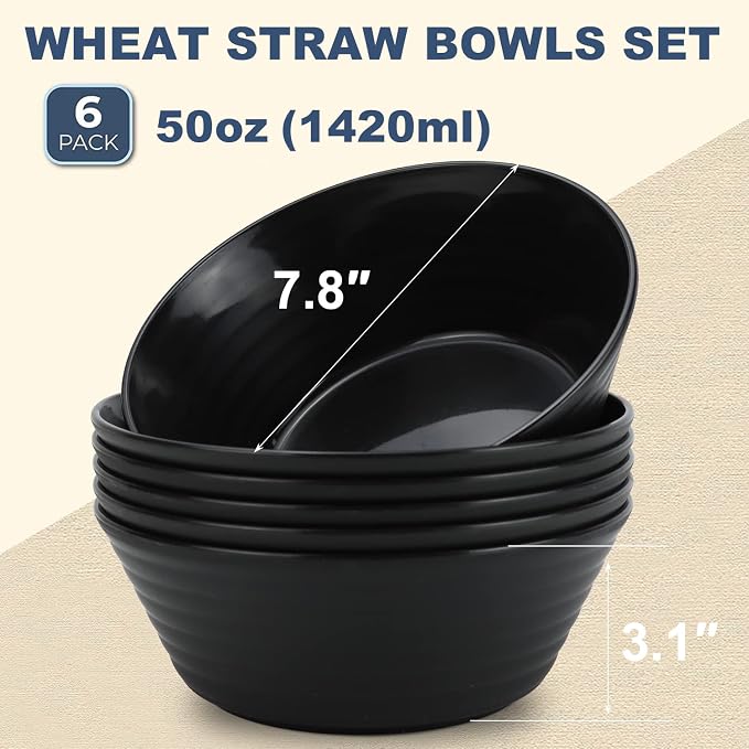 Wheat Straw Bowl Sets, Microwave and Dishwasher Safe Bowls, Alternative Plasic - Image 2