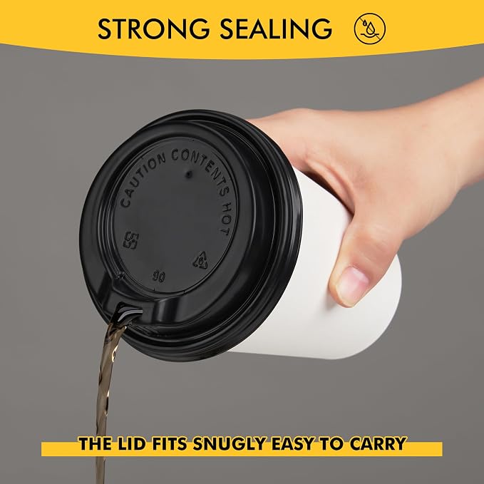 RACETOP Coffee Cups with Lids 12 oz, 50 Pack Disposable To Go Cups | Thickened - Image 4