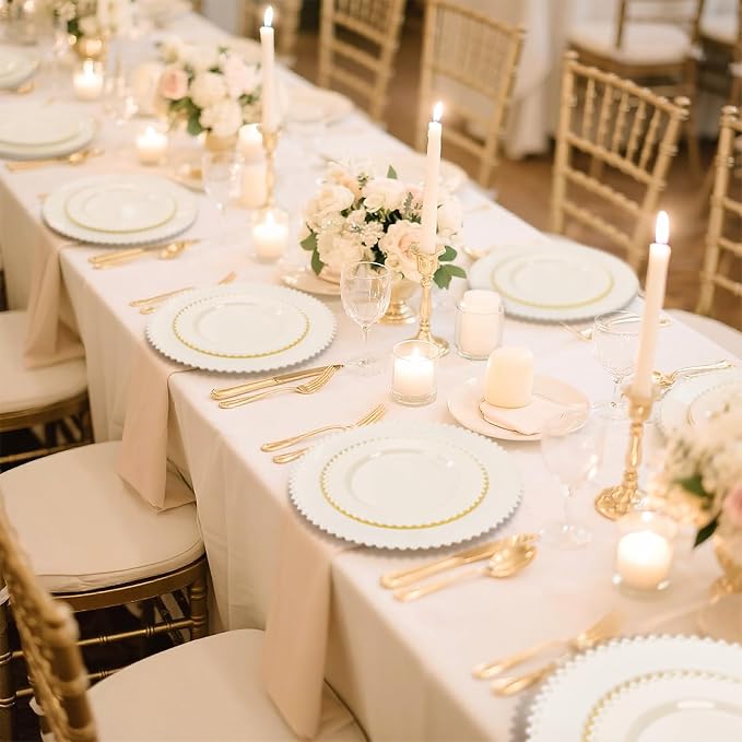 U-QE 60PCS Ivory Plastic Plates - Image 3
