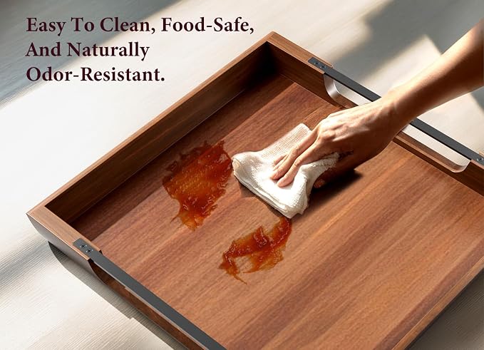 Large Ottoman Tray, 20in Square Acacia Wood Serving Tray - Image 7
