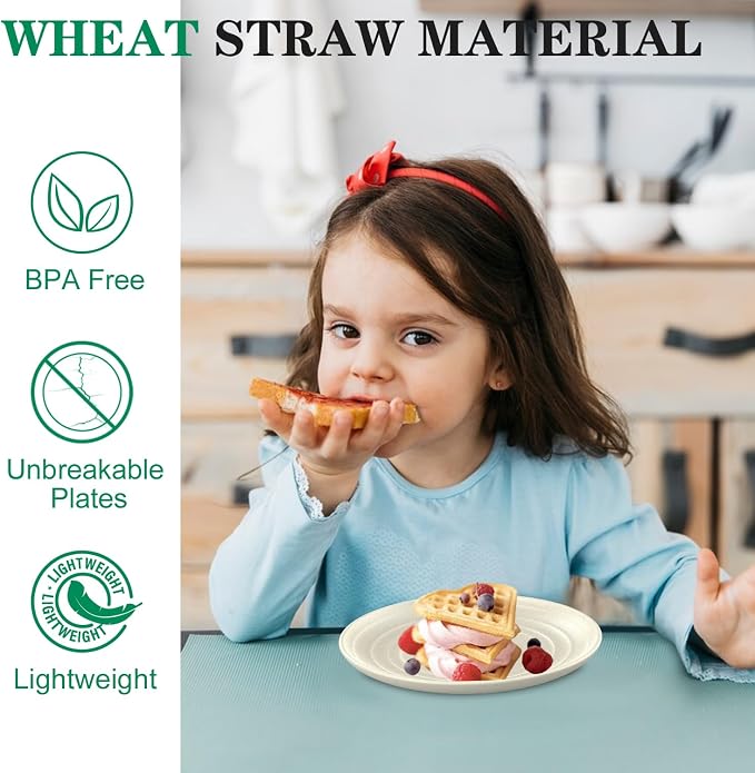 8 Pack Snack Plates, Unbreakable Wheat Straw Plate 5.7 Inch, Plastic Plates - Image 3