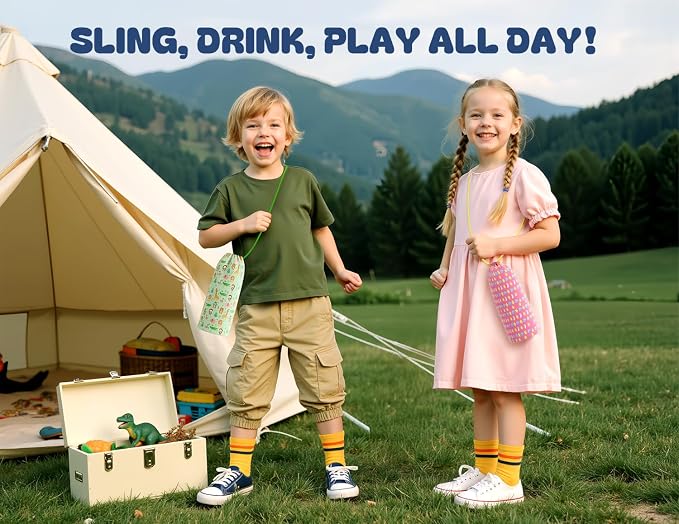 12 oz Insulated Water Bottle for Girls: 2-in-1 Straw Spout Lid, Easy Carry - Image 2