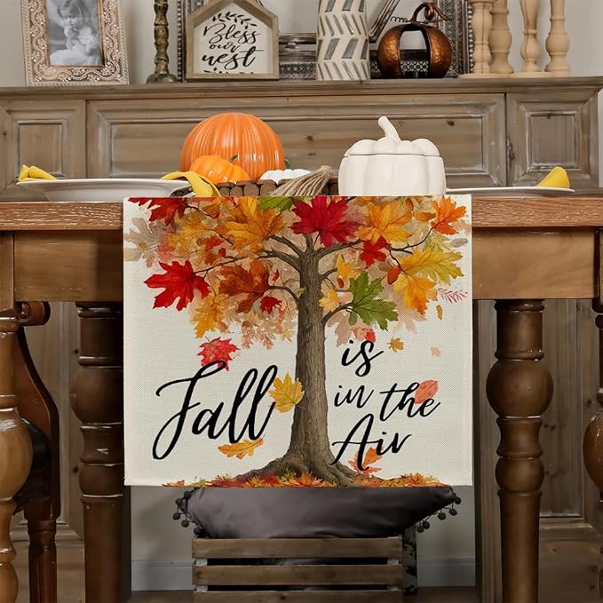 Fall Table Runner 13 x 48 Inch, Maple Leaves Autumn Farmhouse Decor - Image 3