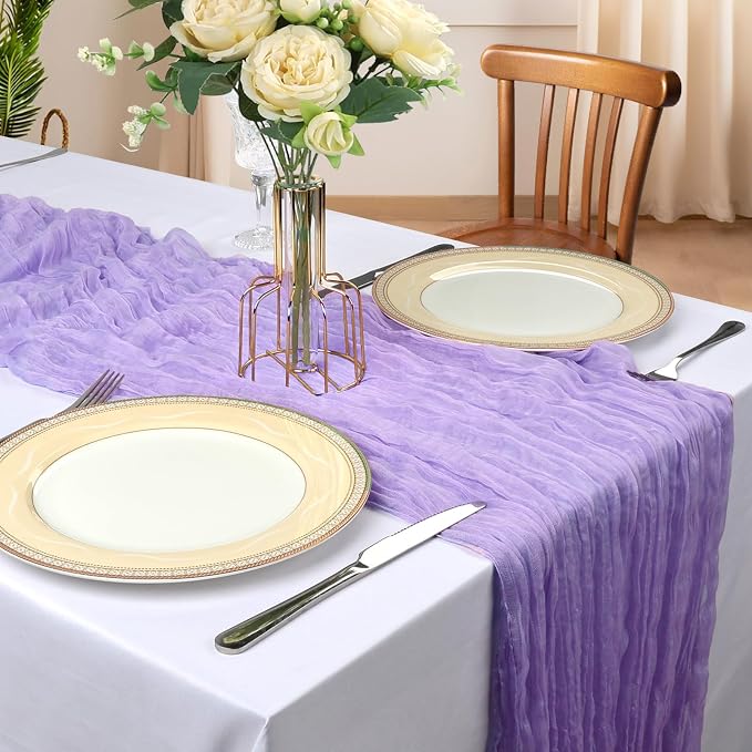 6 Pack 10Ft Lavender Purple Cheesecloth Table Runner 23 x 120 Inch | Gauze - Image 2