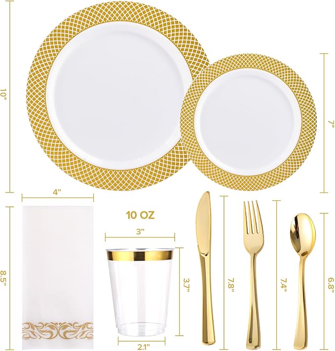 FOCUSLINE 175 Count Gold Dinnerware Set - Image 6