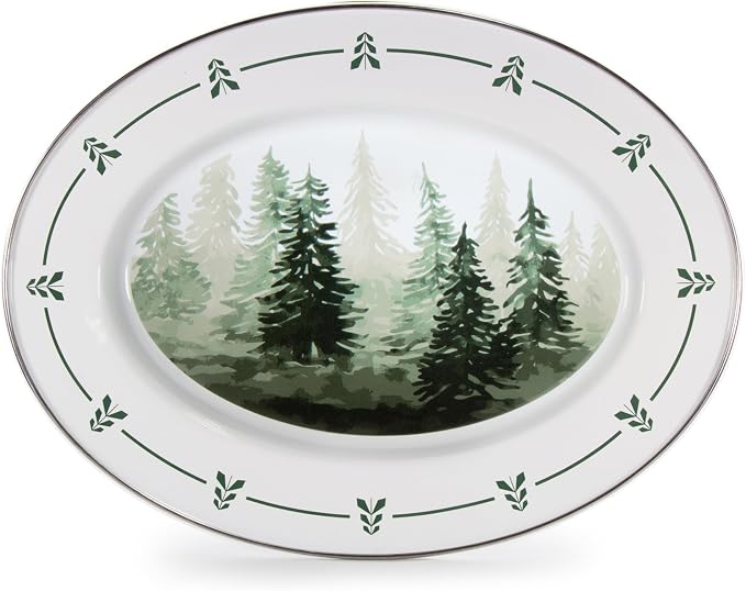 Golden Rabbit Enamelware Oval Platter, 12 x 16in, Forest Glen | 12 x 16in by GoldenRabbitEnamelware