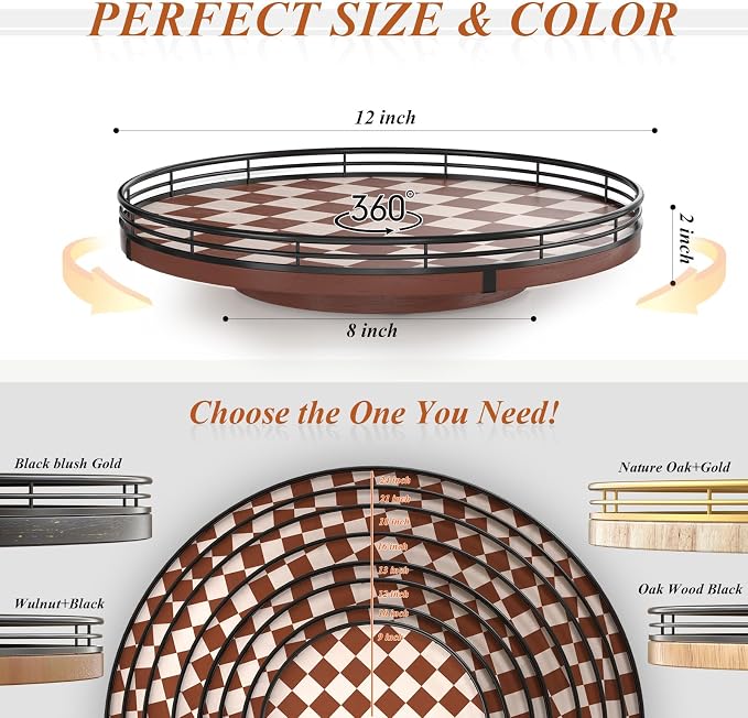 AMH 12-Inch Brown Checkerboard Lazy Susan - Image 6
