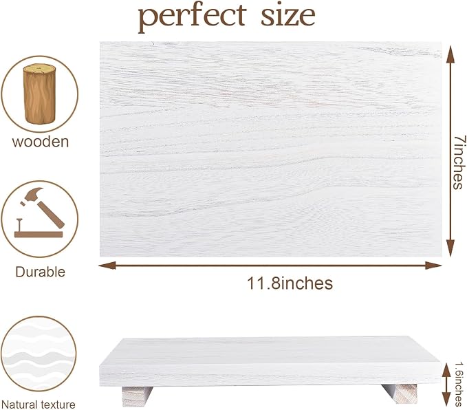 Wood Bathroom Tray Farmhouse Decor Kitchen Soap Holder, 11.8"x7" White | - Image 2