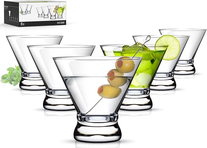 Martini Glasses Set of 6, 8oz Coupe Cocktail Glasses by LUNAMANTHA