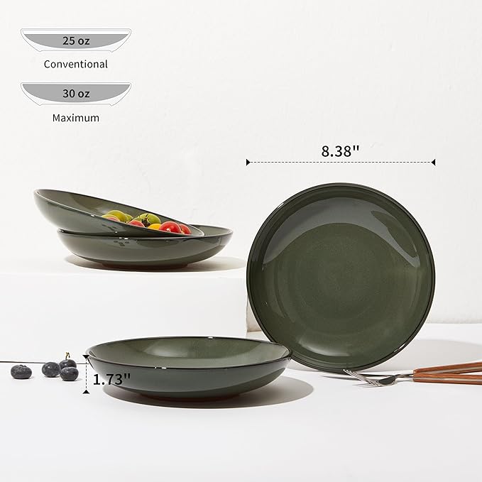 Pasta Bowls Set of 4, Reactive Glaze Salad Bowl 30 oz, Microwave & Dishwasher - Image 2