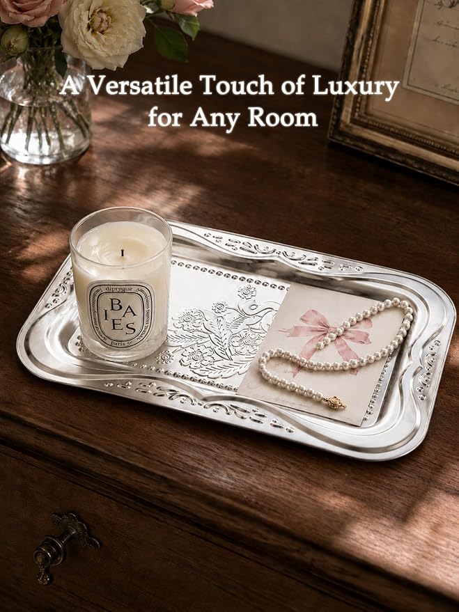 4-Pack Small Silver Serving Trays Set - Image 8