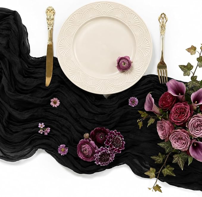 10 Pack Black Cheesecloth Table Runner 22 x 120 Inch Boho Gauze able Runner | - Image 4