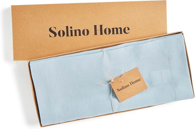 Solino Home 100% Pure Linen Table Runner Ice Water Woven, Fete 14 x 48 in | - Image 7