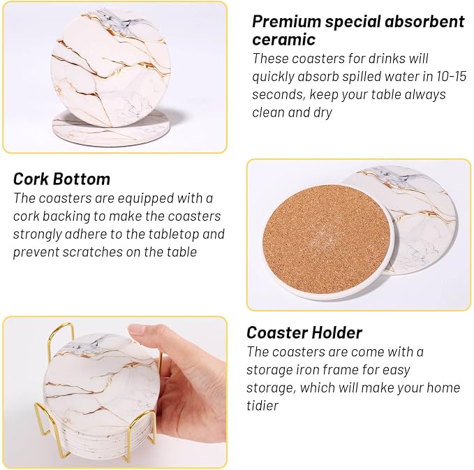 9 Pieces Ceramic Drink Coasters - Image 4