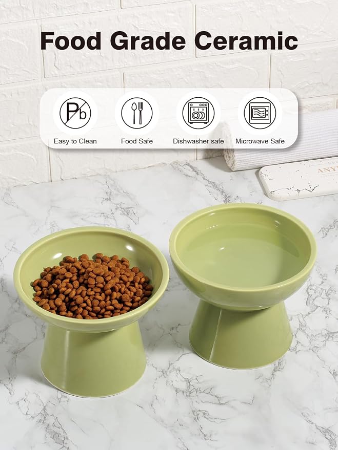 LoeJan Elevated Food and Water Bowls Set, Extra Wide and Raised Ceramic Feeder - Image 6