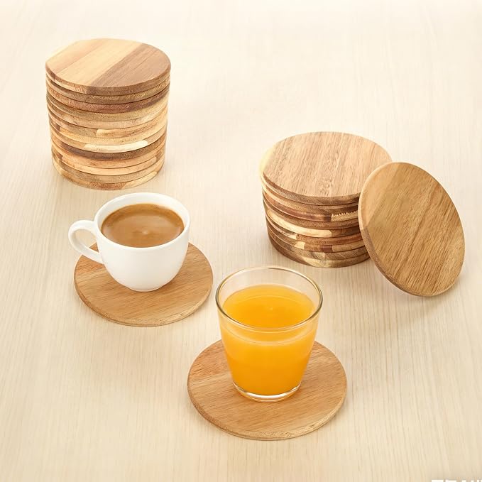 LANIAKEA 50PCS Unfinished Square Wood Coasters 4 Inch Wooden Coasters - Image 4