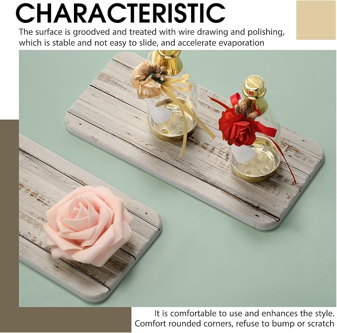 2Pcs 8.6x4'' Water Absorbent Diatomite Coasters Diatomaceous Earth Drying Mat - Image 6