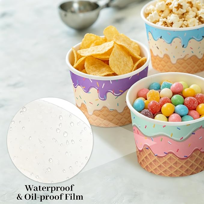 Aodaer 300 Pack 8 oz Paper Cups Disposable Ice Cream Bowls Dessert Cups Sundae - Image 4