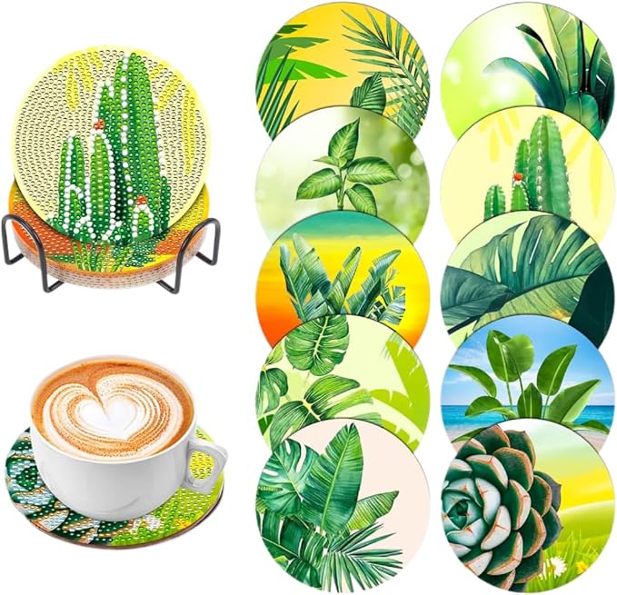 10 Pcs Leaves Shaped Diamond Painting Kits, Diamond Painting Kits by LGANHAPY