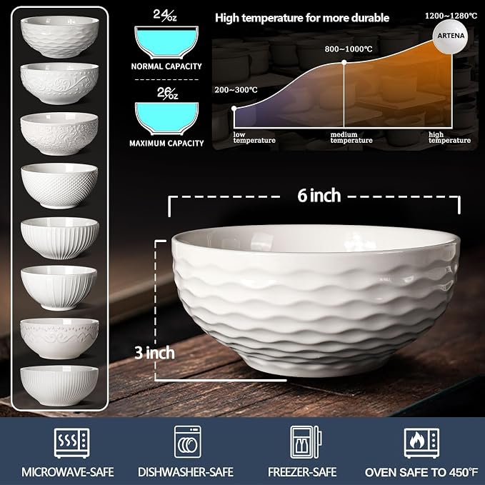 Cereal Bowls 26 OZ, Ceramic Soup Bowls - Image 3