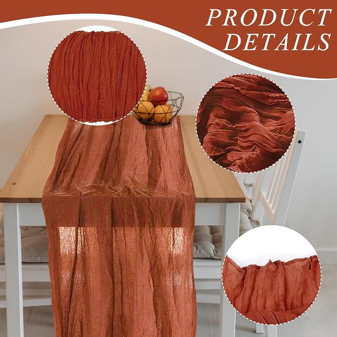 2 Pack Cheesecloth Table Runner 10Ft Christmas Gauze Boho Table Runners - Image 3