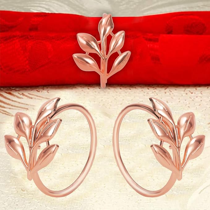 KPOSIYA Set of 12 Leaf Napkin Rings Metal Gold Napkin Holder Table Napkin Rings - Image 6