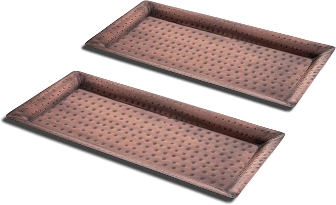 Monarch Abode Decorative Tray – 12-Inch Hand Hammered Antique Copper Metal by MonarchAbode